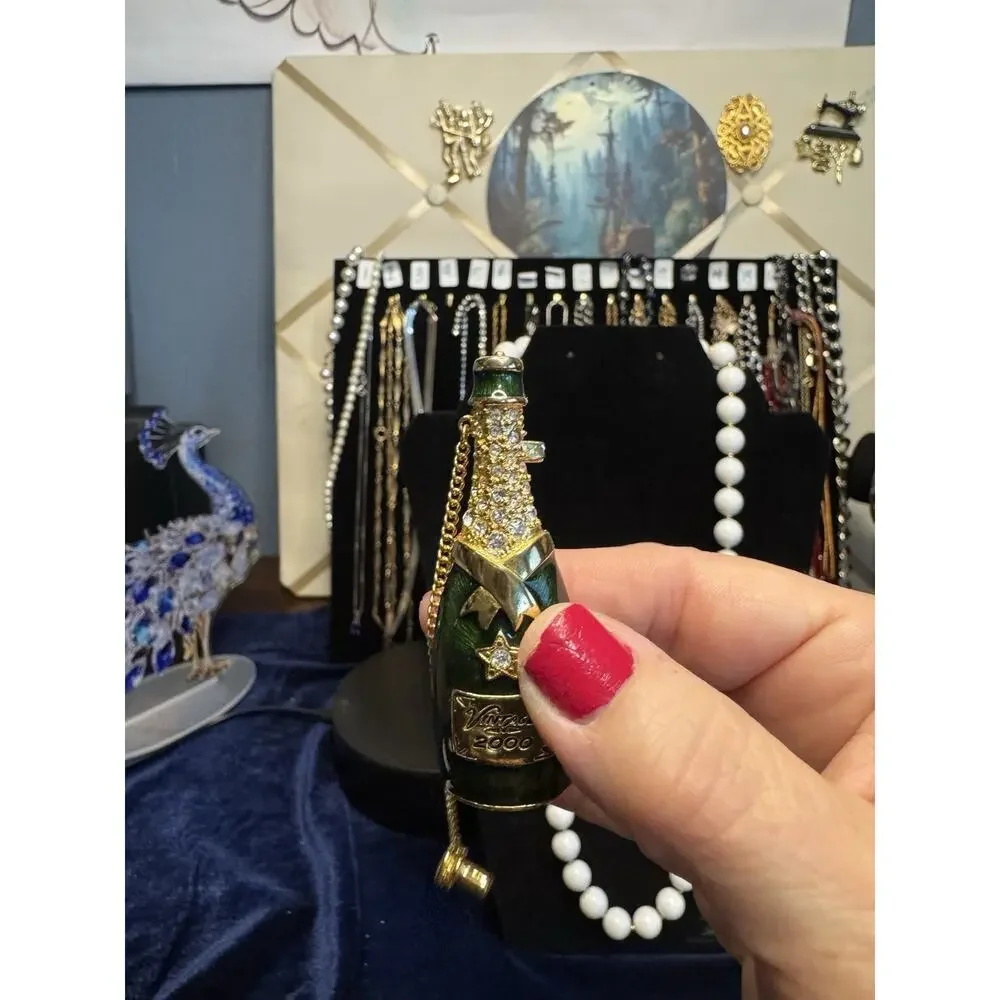 Rare Graziano Vintage 2000 Champagne Bottle Mechanical Brooch Pop Open Cork Y2K